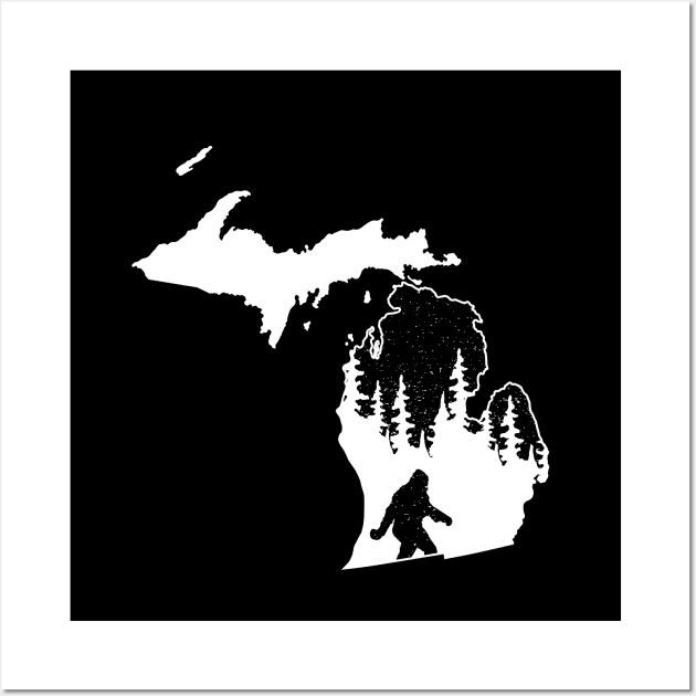 Michigan Bigfoot Gift Wall Art by Tesszero